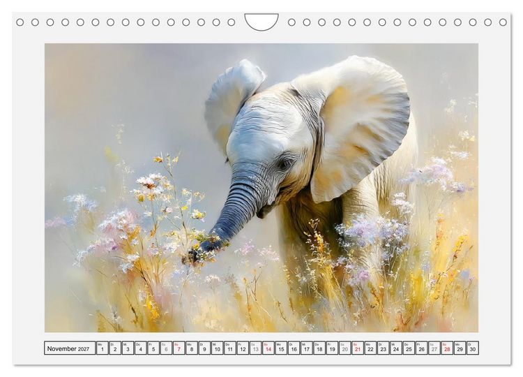 Produktbild: Elefanten. Graue Riesenbabys im Grasland (Wandkalender 2027 DIN A4 quer), CALVENDO Monatskalender