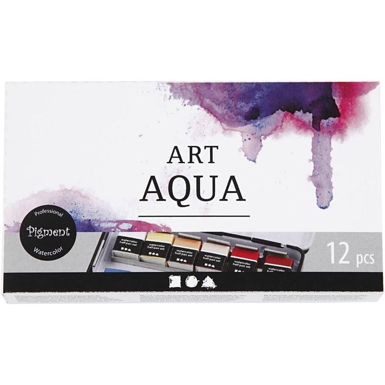 Produktbild: Creativ Company Aquarellk&auml;sten Art Aqua Aquarellfarbe, Standard-Farben, Halbwannen, Gr&ouml;&szlig;e 10x15x20 mm, 12 Farben, Kreativ Box