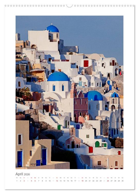 Produktbild: SANTORINI - INSEL DES LICHTS (Wandkalender 2026 DIN A2 hoch), CALVENDO Monatskalender