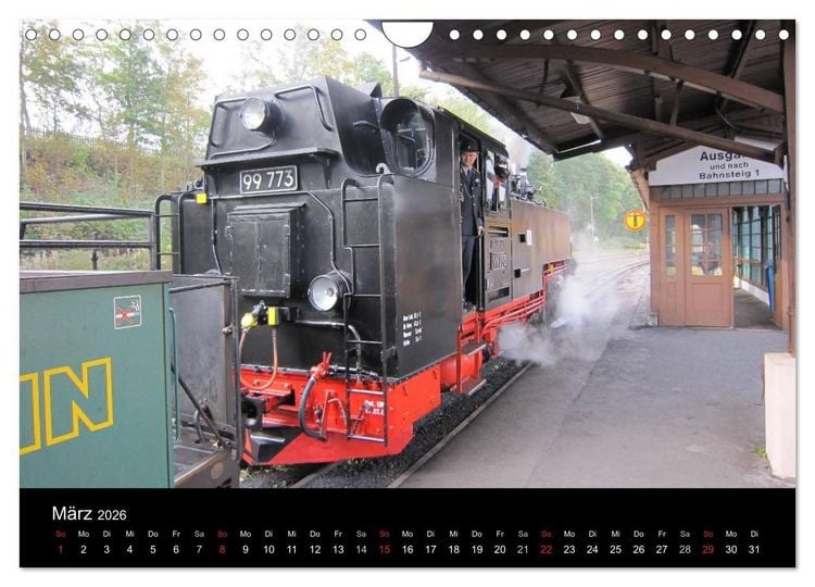 Produktbild: S&auml;chsische Dampfeisenbahnen 2026 (Wandkalender 2026 DIN A4 quer), CALVENDO Monatskalender