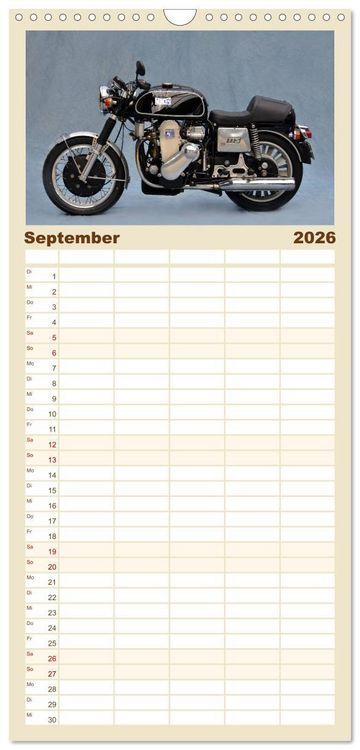 Produktbild: Familienplaner 2026 - Deutsche Motorrad - Legenden - Rollende Kunstwerke aus alten Zeiten mit 5 Spalten (Wandkalender, 21 x 45 cm) CALVENDO