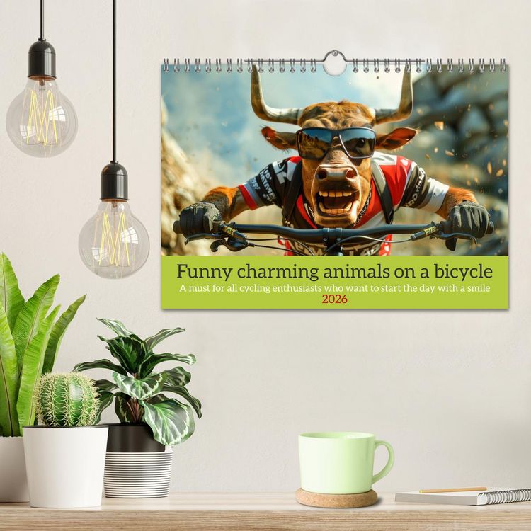 Produktbild: Funny charming animals on a bicycle (Wall Calendar 2026 DIN A4 landscape), CALVENDO 12 Month Wall Calendar