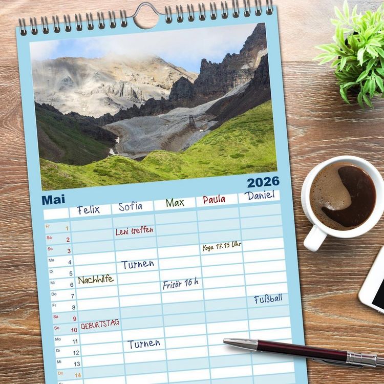 Produktbild: Familienplaner 2026 - Der Alaska Kalender mit 5 Spalten (Wandkalender, 21 x 45 cm) CALVENDO