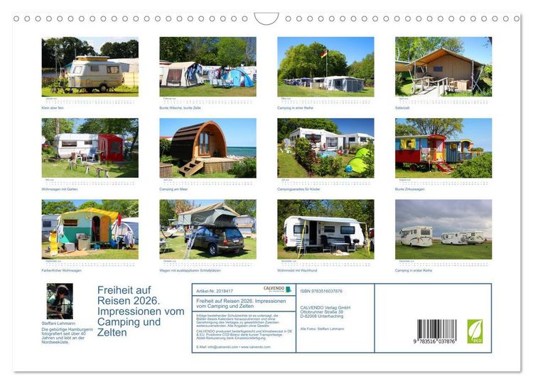 Produktbild: Freiheit auf Reisen 2026. Impressionen vom Camping und Zelten (Wandkalender 2026 DIN A3 quer), CALVENDO Monatskalender