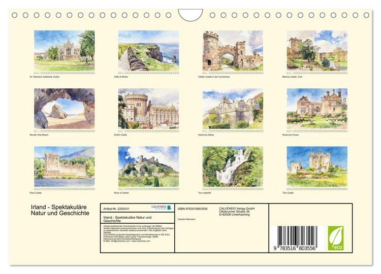 Produktbild: Irland - Spektakul&auml;re Natur und Geschichte (Wandkalender 2027 DIN A4 quer), CALVENDO Monatskalender