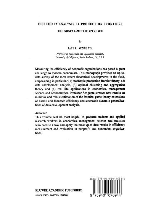 Produktbild: Efficiency Analysis by Production Frontiers