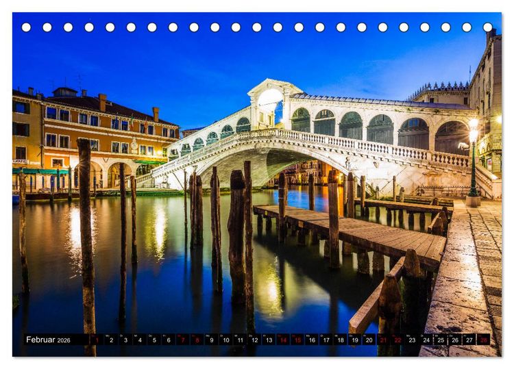 Produktbild: Venedig - Pal&auml;ste, Br&uuml;cken und Kan&auml;le (Tischkalender 2026 DIN A5 quer), CALVENDO Monatskalender