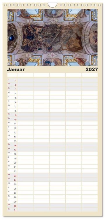 Produktbild: Familienplaner 2027 - Gew&ouml;lbe des Glaubens &ndash; Kirchendecken Europas mit 5 Spalten (Wandkalender, 21 x 45 cm) CALVENDO