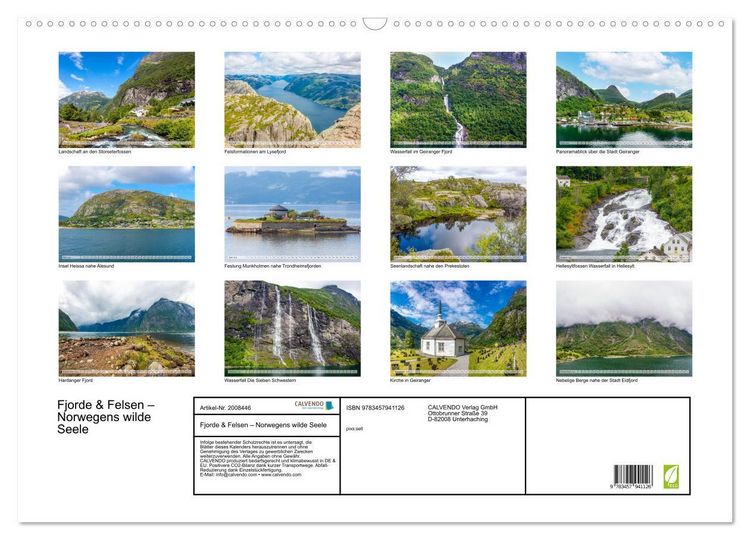 Produktbild: Fjorde & Felsen &ndash; Norwegens wilde Seele (Wandkalender 2026 DIN A2 quer), CALVENDO Monatskalender