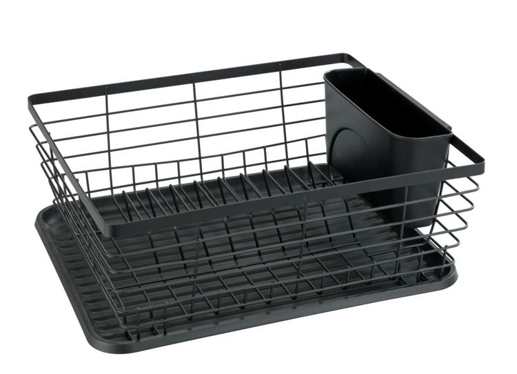 Produktbild: Geschirrabtropfer Mod. Drip Schwarz, mit herausnehmbarem Besteckkorb