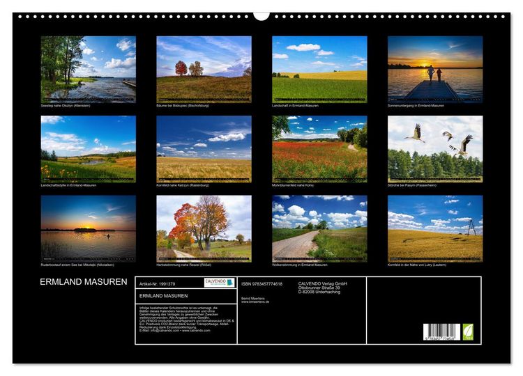 Produktbild: ERMLAND MASUREN (Wandkalender 2026 DIN A2 quer), CALVENDO Monatskalender