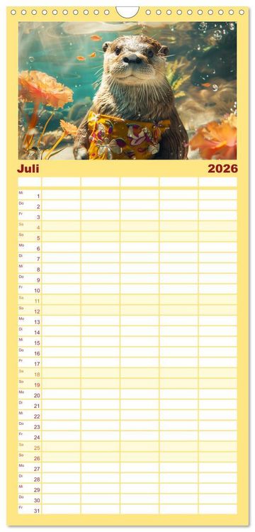 Produktbild: Familienplaner 2026 - Modische Welle im Fischotter-Land. Charme und Stil mit 5 Spalten (Wandkalender, 21 x 45 cm) CALVENDO