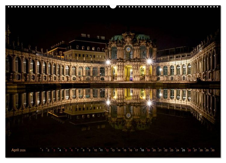 Produktbild: Eine Nacht in Dresden (hochwertiger Premium Wandkalender 2026 DIN A2 quer), Kunstdruck in Hochglanz