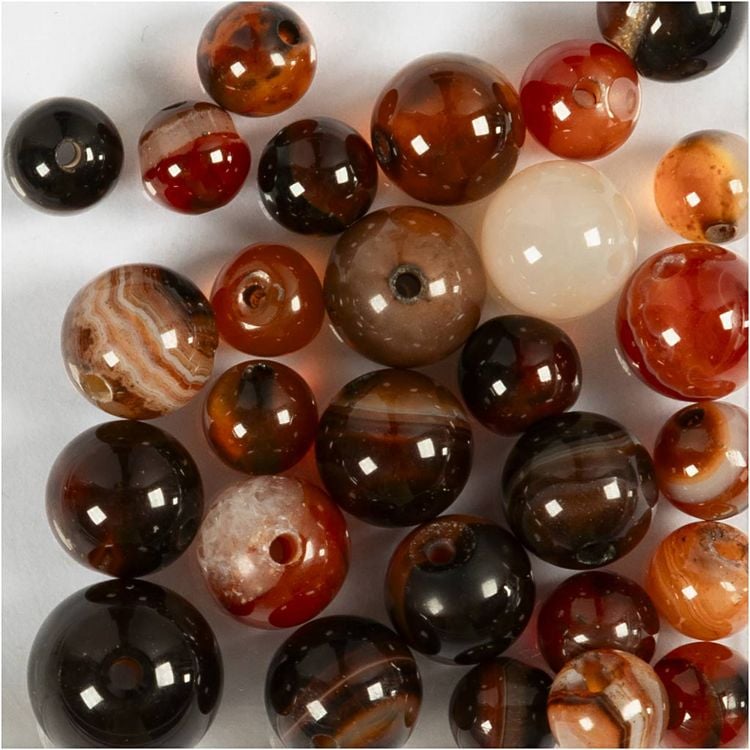 Produktbild: Creativ Company Achat Steinperlen, Gr&ouml;&szlig;e 1x10, 12x8, 15x6 mm, Lochgr&ouml;&szlig;e 0,9-1 mm, Dunkelbraun, 28 Stk