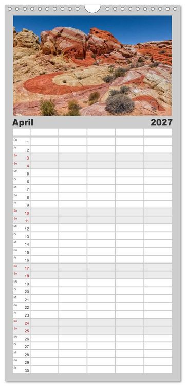 Produktbild: Familienplaner 2027 - USA Deluxe mit 5 Spalten (Wandkalender, 21 x 45 cm) CALVENDO
