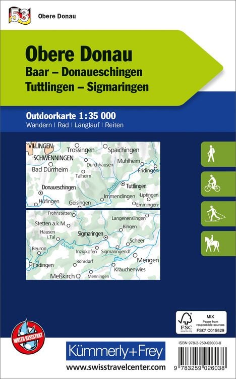Produktbild: K&uuml;mmerly+Frey Outdoorkarte Deutschland 53 Obere Donau 1:35.000
