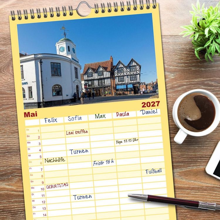 Produktbild: Familienplaner 2027 - Stratford upon Avon - Shakespeare-Stadt mit 5 Spalten (Wandkalender, 21 x 45 cm) CALVENDO