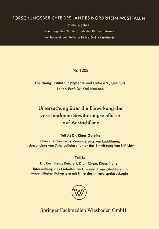 Produktbild: Untersuchung &uuml;ber die Einwirkung der verschiedenen Bewitterungseinfl&uuml;sse auf Anstrichfilme