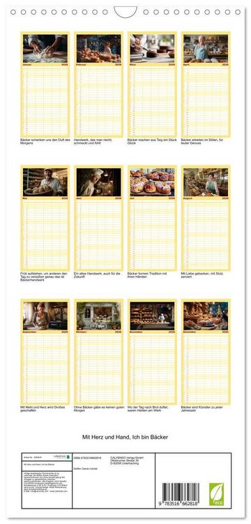 Produktbild: Familienplaner 2026 - Mit Herz und Hand, Ich bin B&auml;cker mit 5 Spalten (Wandkalender, 21 x 45 cm) CALVENDO