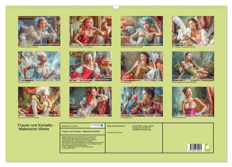Produktbild: Frauen und Korsetts - Malerische Werke (Wandkalender 2026 DIN A2 quer), CALVENDO Monatskalender