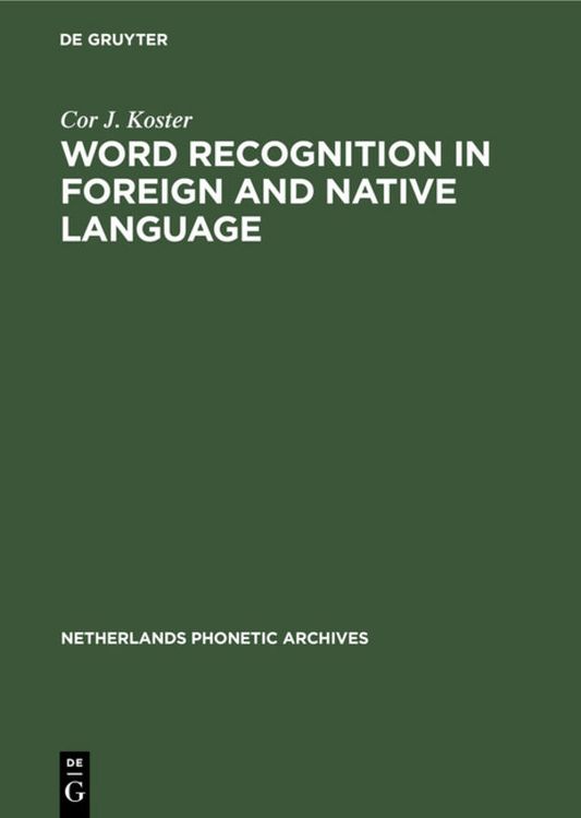 Produktbild: Word recognition in foreign and native language