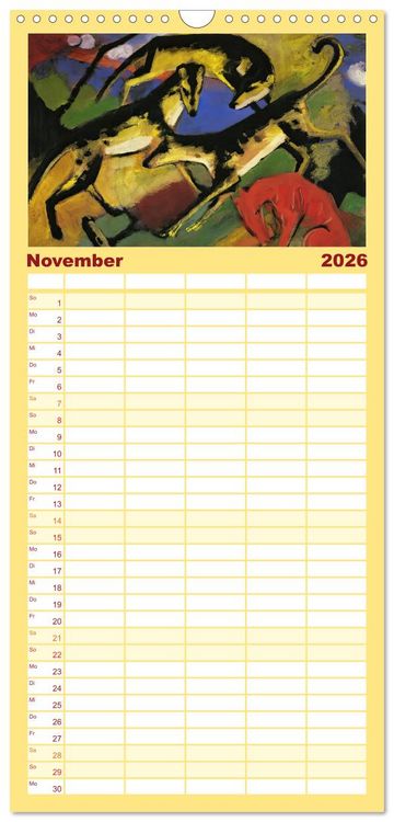 Produktbild: Familienplaner 2026 - Expressionistische Tierwelten mit 5 Spalten (Wandkalender, 21 x 45 cm) CALVENDO