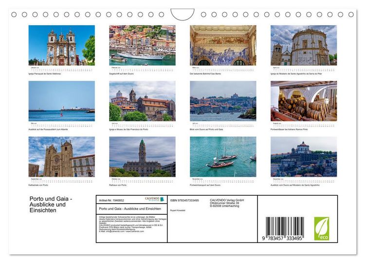 Produktbild: Porto und Gaia - Ausblicke und Einsichten (Wandkalender 2026 DIN A4 quer), CALVENDO Monatskalender