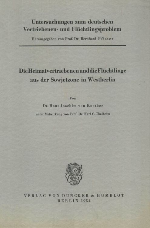 Produktbild: Untersuchungen zum deutschen Vertriebenen- und Fl&uuml;chtlingsproblem.