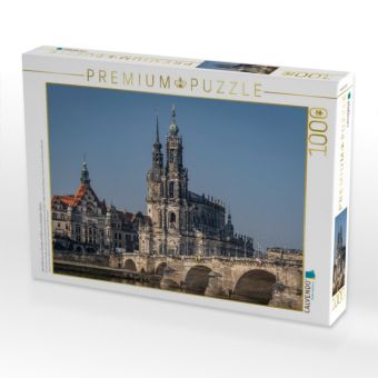 Produktbild: CALVENDO Puzzle Die Hofkirche von Dresden mit Blick vom Altst&auml;dter Elbufer. | 1000 Teile Lege-Gr&ouml;&szlig;e 64x48cm Foto-Puzzle f&uuml;r gl&uuml;ckliche Stunden