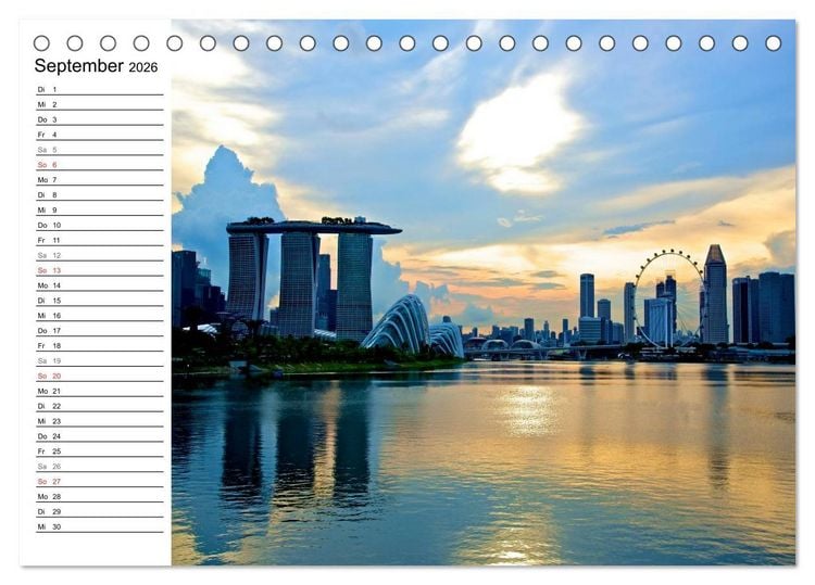 Produktbild: Singapur Stadt der Skylines (Tischkalender 2026 DIN A5 quer), CALVENDO Monatskalender