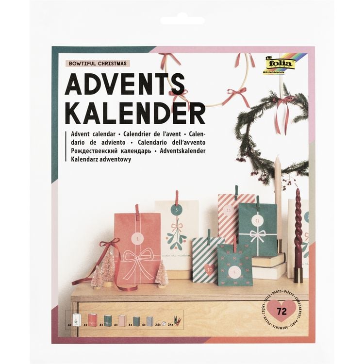 Produktbild: Folia Bastelset Adventskalender Bowtiful Christmas 72 Teile