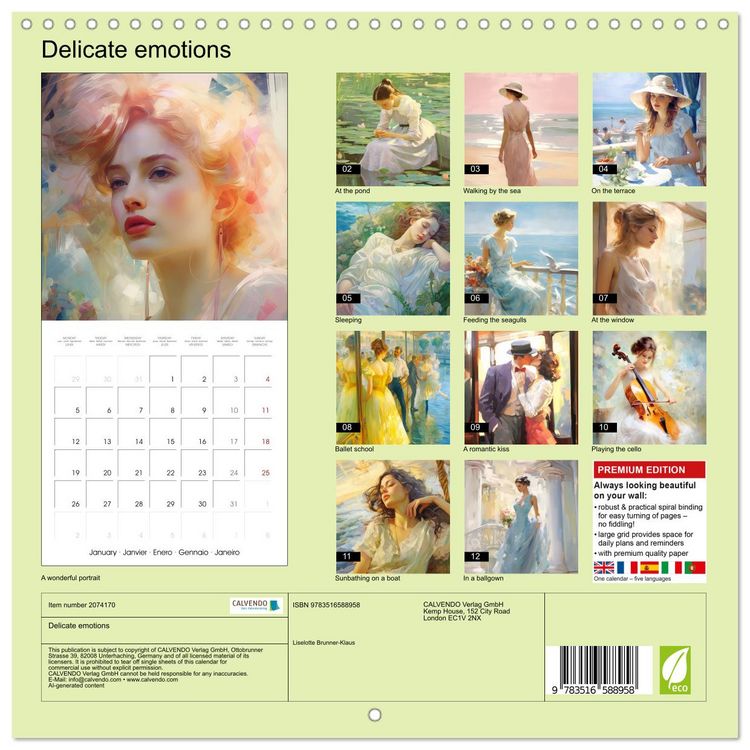 Produktbild: Delicate emotions (Wall Calendar 2026 12 &times; 12 Inch) CALVENDO 12 Month Wall Calendar