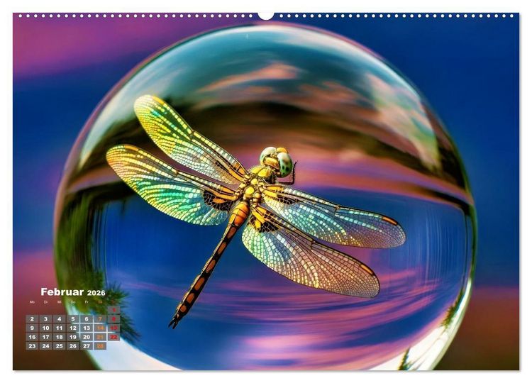 Produktbild: Libellen in einer Glaskugel (hochwertiger Premium Wandkalender 2026 DIN A2 quer), Kunstdruck in Hochglanz