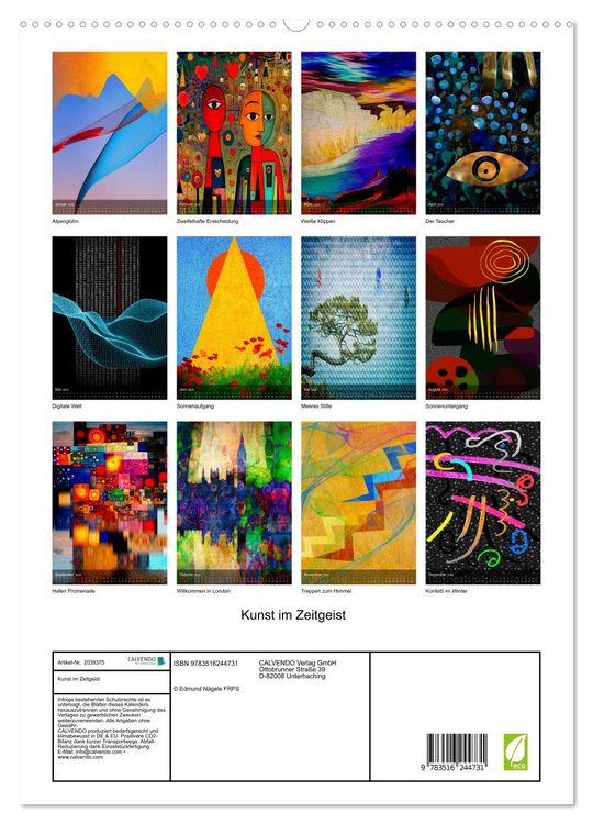 Produktbild: Kunst im Zeitgeist (hochwertiger Premium Wandkalender 2026 DIN A2 hoch), Kunstdruck in Hochglanz