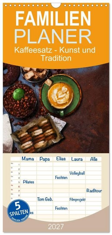 Produktbild: Familienplaner 2027 - Kaffeesatz - Kunst und Tradition mit 5 Spalten (Wandkalender, 21 x 45 cm) CALVENDO
