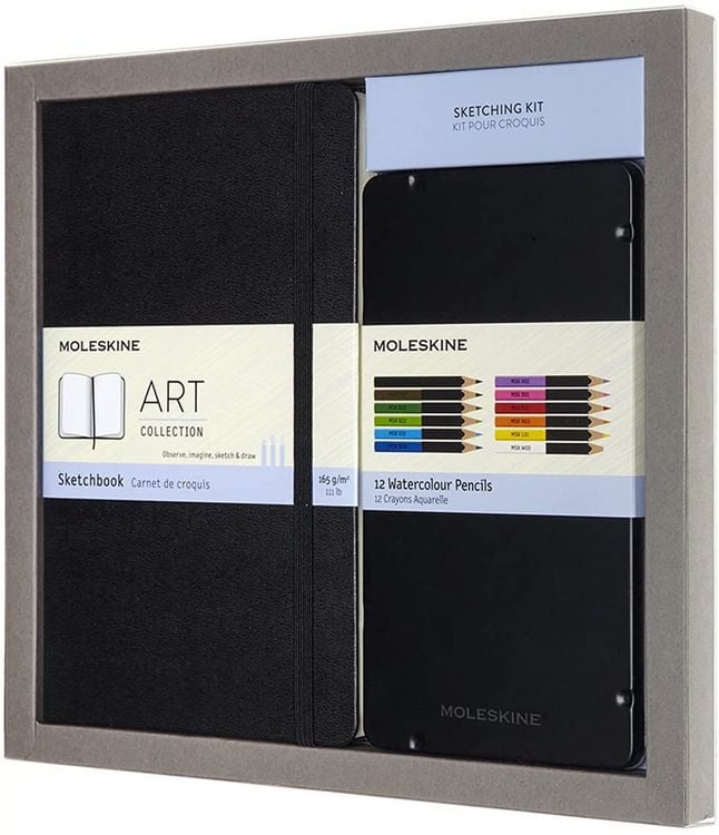 Produktbild: Moleskine Skizzen - Set - Aquarell Large/A5, Skizzenbuch: Hard Cover, Schwarz; Aquarellstifte - Set
