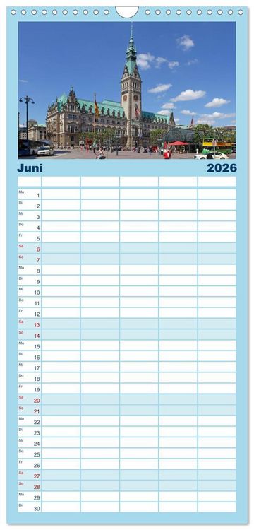 Produktbild: Familienplaner 2026 - Hamburg mit 5 Spalten (Wandkalender, 21 x 45 cm) CALVENDO