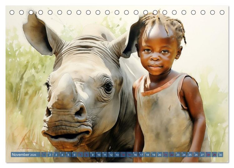Produktbild: Kinder und Tiere (Tischkalender 2026 DIN A5 quer), CALVENDO Monatskalender