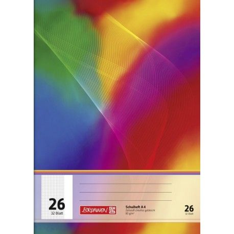 Produktbild: Brunnen Schulheft | A4, Lineatur 26, 32 Blatt, mehrfarbig
