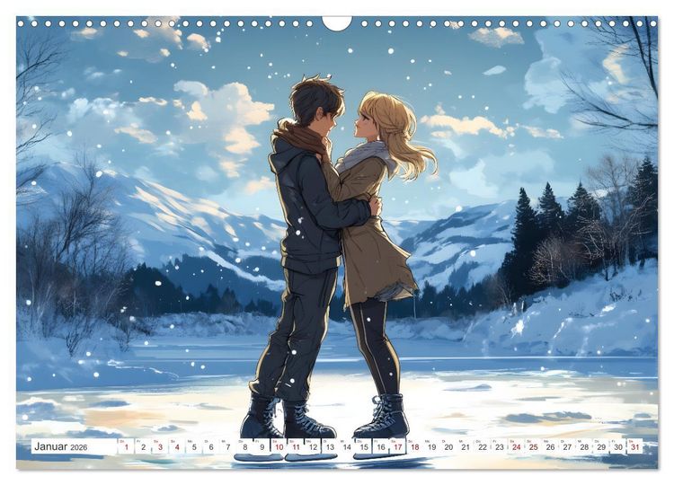 Produktbild: Das Jahr der Liebe: Verliebte P&auml;rchen im Manga-Stil (Wandkalender 2026 DIN A3 quer), CALVENDO Monatskalender