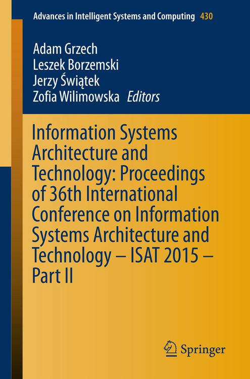 Produktbild: Information Systems Architecture and Technology: Proceedings of 36th International Conference on Information Systems Architecture and Technology &ndash; ISAT 2015 &ndash; Part II