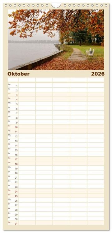 Produktbild: Familienplaner 2026 - B&auml;nke. In der Ruhe liegt die Kraft. mit 5 Spalten (Wandkalender, 21 x 45 cm) CALVENDO