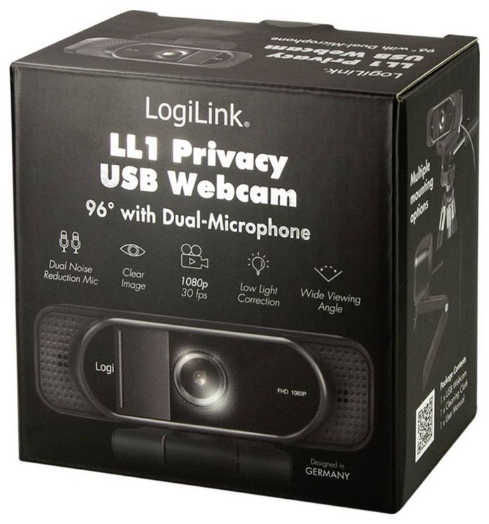 Produktbild: LogiLink UA0381 Full HD-Webcam Klemm-Halterung, Mikrofon