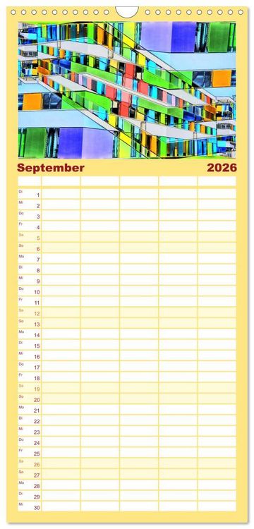Produktbild: Familienplaner 2026 - Abstrakt mit 5 Spalten (Wandkalender, 21 x 45 cm) CALVENDO