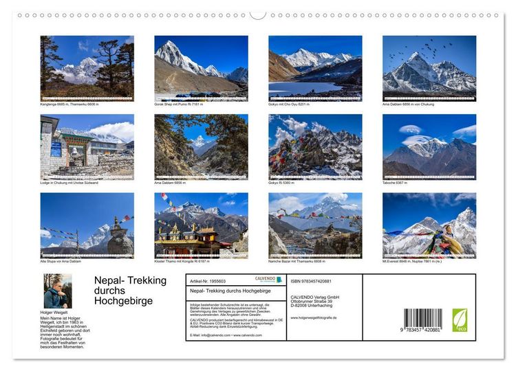 Produktbild: Nepal- Trekking durchs Hochgebirge (hochwertiger Premium Wandkalender 2026 DIN A2 quer), Kunstdruck in Hochglanz