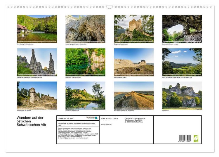 Produktbild: Wandern auf der &ouml;stlichen Schw&auml;bischen Alb (Wandkalender 2026 DIN A2 quer), CALVENDO Monatskalender