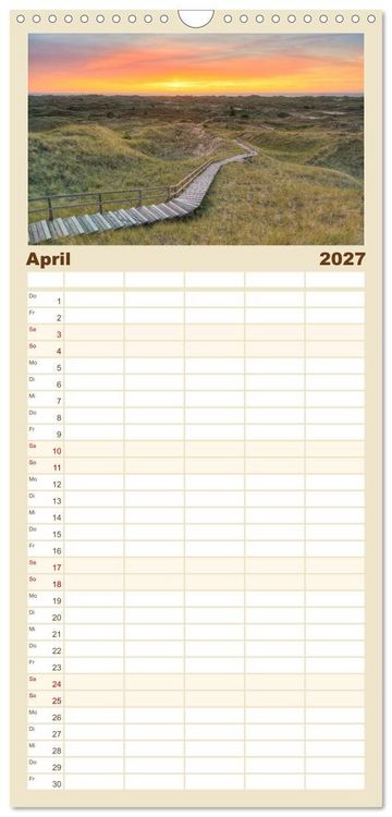 Produktbild: Familienplaner 2027 - Wundersch&ouml;nes Amrum mit 5 Spalten (Wandkalender, 21 x 45 cm) CALVENDO