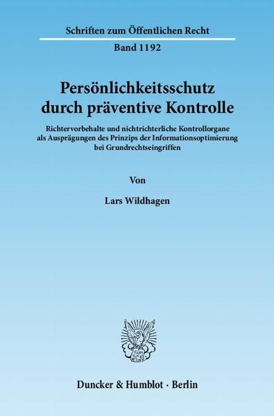 Produktbild: Pers&ouml;nlichkeitsschutz durch pr&auml;ventive Kontrolle.