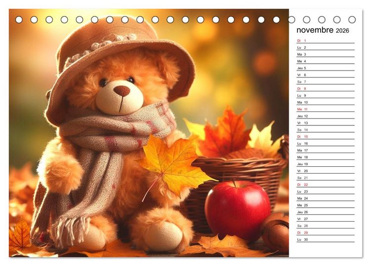 Produktbild: Un voyage enchant&eacute; au pays des oursons -Des oursons cr&eacute;&eacute;s par l'IA (Calendrier de bureau 2026 DIN A5 vertical), CALVENDO calendrier mensuel