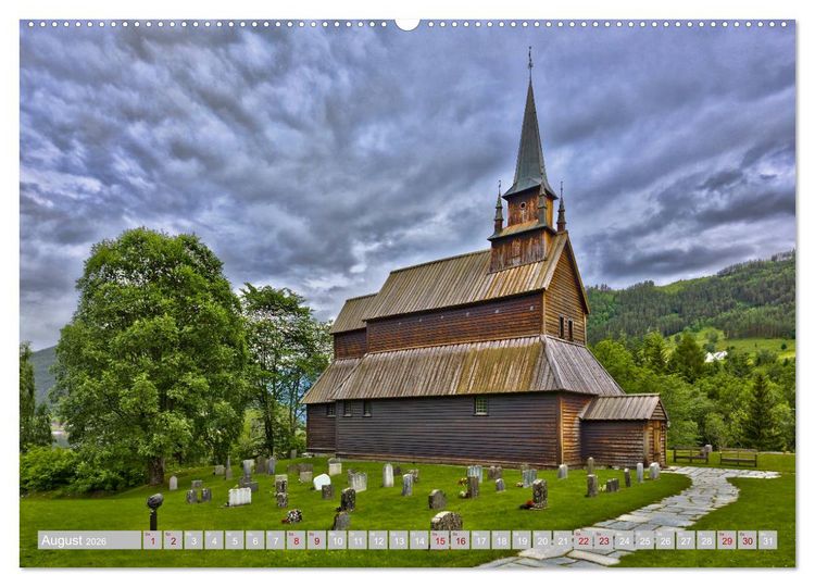 Produktbild: Norwegens Stabkirchen (Wandkalender 2026 DIN A2 quer), CALVENDO Monatskalender